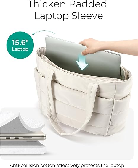 Tote Bag for Women, Lightweight Puffy Tote Bag with Compartments Shoulder Bag Handbag for Travel, Work, Gym